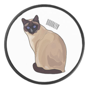 Siamese cat cartoon illustration eishockey puck