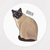 Siamese cat cartoon illustration etiketten (Design 1)