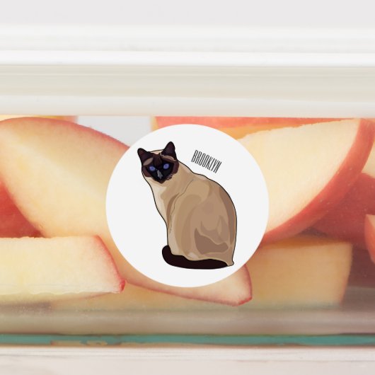 Siamese cat cartoon illustration etiketten (Befestigt)
