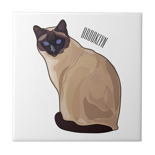 Siamese cat cartoon illustration fliese (Vorderseite)
