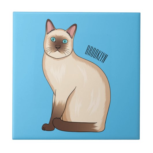 Siamese cat cartoon illustration fliese (Vorderseite)