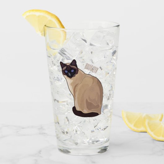 Siamese cat cartoon illustration glas (Vorderseite Ice)
