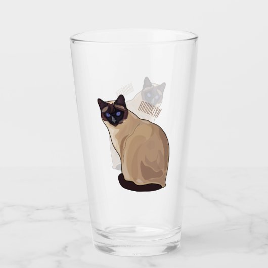 Siamese cat cartoon illustration glas (Vorderseite)