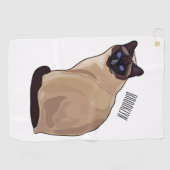 Siamese cat cartoon illustration golfhandtuch (Horizontal)