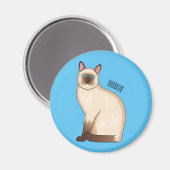 Siamese cat cartoon illustration magnet (Vorderseite/Rückseite)