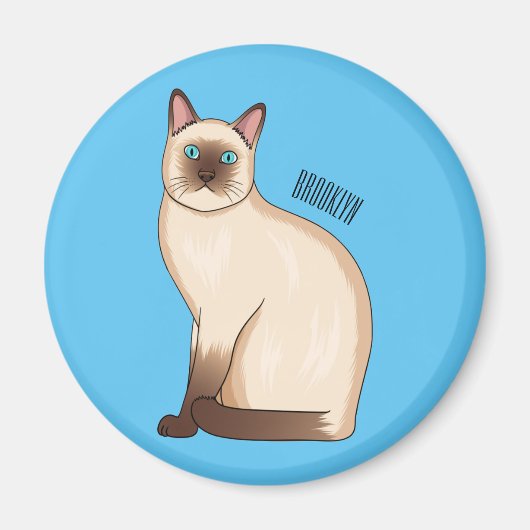 Siamese cat cartoon illustration magnet (Vorne)