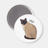 Siamese cat cartoon illustration magnet (Vorderseite/Rückseite)