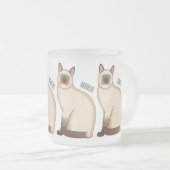 Siamese cat cartoon illustration mattglastasse (VorderseiteRechts)