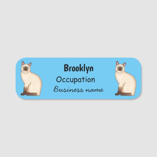 Siamese cat cartoon illustration namensschild (Vorderseite)