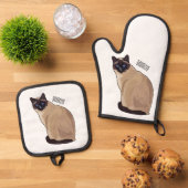 Siamese cat cartoon illustration ofenhandschuh & Topflappen-Set (Oben Unten)