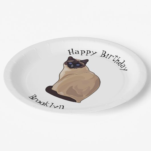 Siamese cat cartoon illustration pappteller (Schrägansicht)