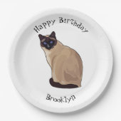Siamese cat cartoon illustration pappteller (Vorderseite)