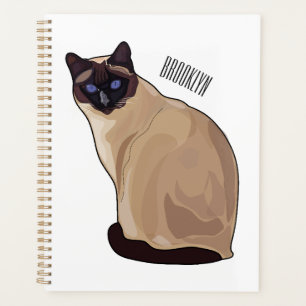 Siamese cat cartoon illustration planer