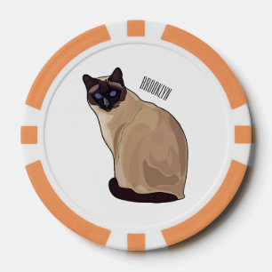 Siamese cat cartoon illustration pokerchips