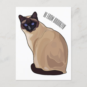 Siamese cat cartoon illustration postkarte