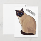 Siamese cat cartoon illustration postkarte (Vorne/Hinten)