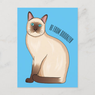 Siamese cat cartoon illustration postkarte
