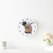 Siamese cat cartoon illustration runde wanduhr (Zuhause)