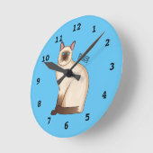 Siamese cat cartoon illustration runde wanduhr (Winkel)