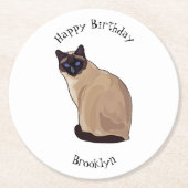 Siamese cat cartoon illustration runder pappuntersetzer (Vorderseite)