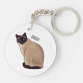 Siamese cat cartoon illustration schlüsselanhänger (Rückseite)
