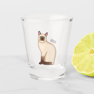 Siamese cat cartoon illustration schnapsglas
