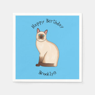 Siamese cat cartoon illustration serviette