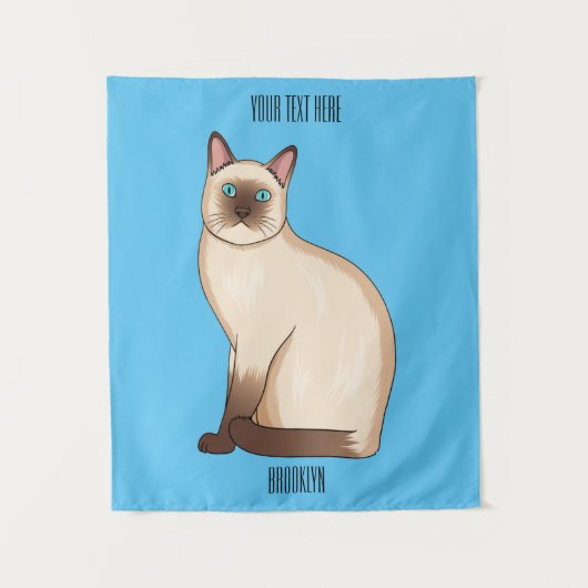 Siamese cat cartoon illustration wandteppich (Vorderseite)