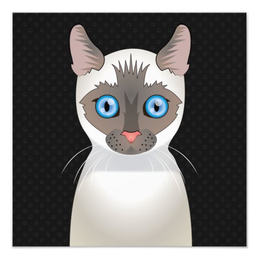 Siamese Cat Cartoon Paws Fotodruck (Vorne)