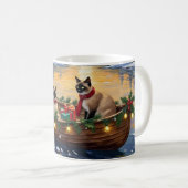 Siamese Cat Christmas Boat Holiday Kaffeetasse (VorderseiteRechts)