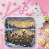 Siamese Cat Christmas Boat Holiday Pappteller (Party)