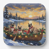 Siamese Cat Christmas Boat Holiday Pappteller (Vorderseite)