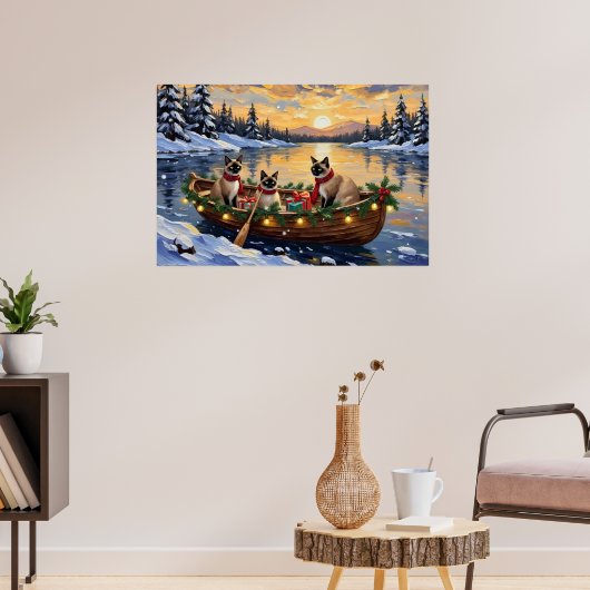 Siamese Cat Christmas Boat Holiday Poster (Wohnzimmer 3)