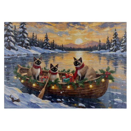 Siamese Cat Christmas Boat Holiday Schneidebrett (Vorderseite)