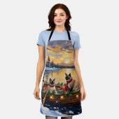 Siamese Cat Christmas Boat Holiday Schürze (Getragen)