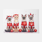 Siamese Cat Christmas Dress Santa Hat Fußmatte (Vorderseite)