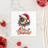 Siamese Cat Christmas Hat Xmas Serviette (Beispiel)