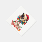 Siamese Cat Christmas Hat Xmas Serviette (Ecke)