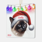 Siamese Cat Christmas Keramikornament (Links)
