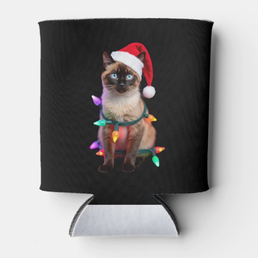 Siamese Cat Christmas Lights Xmas Cat Lover T-Shir Dosenkühler (Vorderseite)