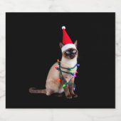 Siamese Cat Christmas Lights Xmas Cat Lover T-Shir Schaumweinetikett (Einzelnes Label)