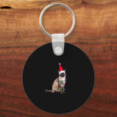 Siamese Cat Christmas Lights Xmas Cat Lover T-Shir Schlüsselanhänger (Vorderseite)