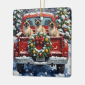 Siamese Cat Christmas Red Truck Holiday Keramikornament (Links)