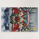 Siamese Cat Christmas Red Truck Holiday Puzzle (Horizontal)