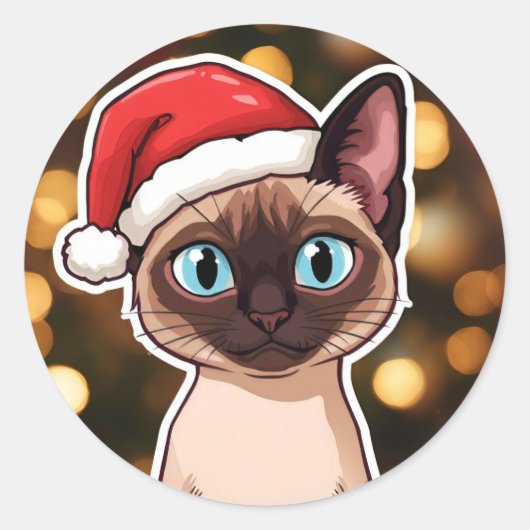 Siamese cat christmas runder aufkleber (Vorderseite)