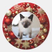 Siamese cat christmas runder aufkleber (Vorderseite)