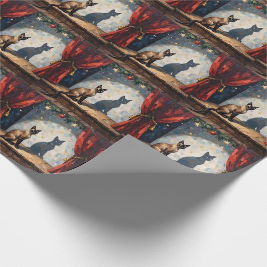 Siamese Cat Christmas Shadow Puppet Art Geschenkpapier (Ecke)