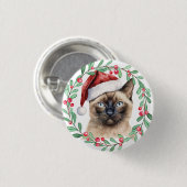 Siamese Cat Christmas Thema für Cat Lover Button (Vorne & Hinten)