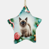 Siamese Cat Christmas Thema Keramik Ornament (Rechts)