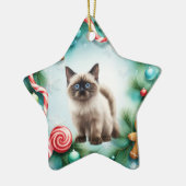 Siamese Cat Christmas Thema Keramik Ornament (Links)